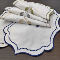 Napperons et serviettes de table en coton naturel blanc brodés pour événements et fêtes – Vente en gros