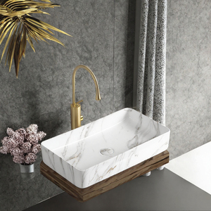 Lavabo Rectangular de Cerámica con Patrón de Mármol Moderno, Fácil de Limpiar, para Proyectos de Baños de Hoteles de Lujo 5 - Product Image 3