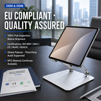 Support de tablette pliable en alliage d'aluminium réglable en hauteur, multi-angles, pour bureau, support iPad portable, logo personnalisé, vente en gros OEM
