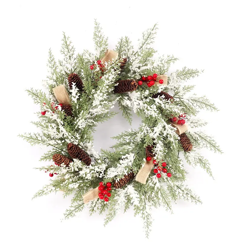 2022 new factory customization christmas wreath for Front Door Hanging Artificial Flower wreath supplies