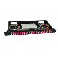 ZHEFAN Panneau de brassage fibre optique 24 ports LC-OM4 monomode, type tiroir, 1U, 19 pouces, pour montage en rack