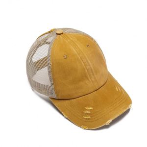 Casquette de baseball unisexe classique délavée style queue de cheval, teinte vintage, profil bas, réglable, en maille, pour l'extérieur, style Dad Hat Snapback 6 panneaux - Product Image 5