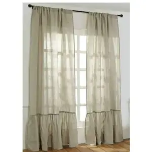 Black Plain Linen Curtains Handmade Woven Curtains For Home Decoration Rich Look Window Decoration Curtains
