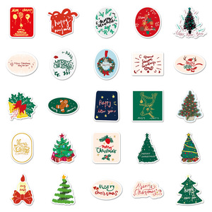 50 pezzi, adesivi impermeabili in PVC creativi in PVC stampati a taglio pieno in cartone animato di natale Babbo Natale, adesivi impermeabili in PVC - Product Image 4