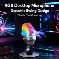 Microphone de bureau professionnel RVB coloré avec support pour karaoké, jeux, chat vocal et diffusion en direct