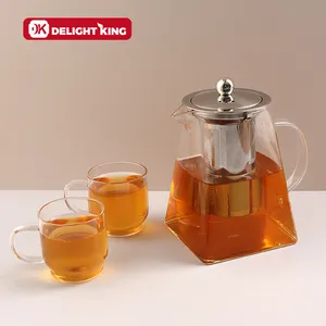 Chaleira e bule de chá com borosilicate, bule de vidro removível solto para chá e chá