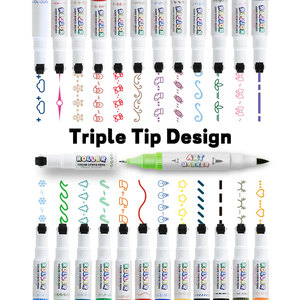 Ensemble de marqueurs de peinture à rouleau incurvé 3 en 1 en gros, 8, 12, 24 couleurs, non toxiques, inodores, <span class=keywords><strong>pointe</strong></span> en <span class=keywords><strong>feutre</strong></span> - Product Image 1