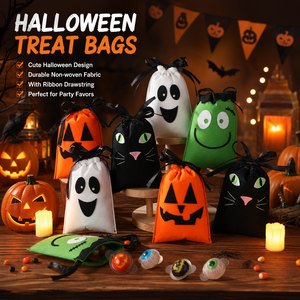 Bolsas de dulces con cordón para Halloween, ligeras, plegables, portátiles, reutilizables, bolsa de regalos para fiestas de truco o trato, regalo festivo - Product Image 1