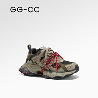 Gg-Cc Baskets Chunky Décontractées pour Femme, Style Dad Shoes, à Semelle Épaisse, Color Block, Talon Moyen, Lacets Frontaux, Sangles Croisées à Strass, Usage Quotidien