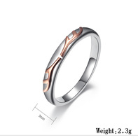Acier inoxydable bois Couples anneau un cerf vous Rose or amoureux 6mm mariage fiançailles amour jeton cadeau d'anniversaire