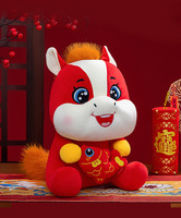 Peluche Cheval Porte-Bonheur 2026 Année du Cheval, Cheval Tenant une Poisson, Poupée en Peluche Ultra Douce, Cadeau de Festival Chinois, Vente en Gros