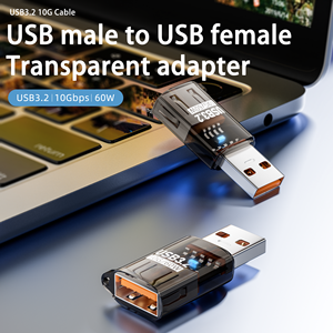 Transparenter USB-A-Stecker auf -Buchse Verlängerungsadapter USB3.2 10Gbps Datenübertragung 60W PD-Ladekonverter mit LED-Licht - Product Image 1