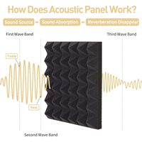 AUSLET Lot de 36 panneaux acoustiques en mousse noire haute densité 12 x 12 x 2 pouces, insonorisants, en forme de pyramide, pour murs de salle de sport, 4,65 lb