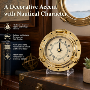 Reloj de Pared de Cuarzo Náutico de Latón Sólido, Resistente al Agua, para Yate, Barco, RV, Decoración del Hogar - Product Image 6