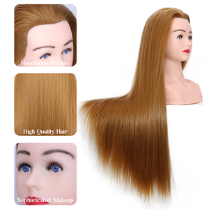 미용실 및 뷰티 스쿨 도구에서 미용사 연습을위한 야키 스트레이트 합성 섬유 트레이닝 헤드 하프 숄더 마네킹 - Product Image 6