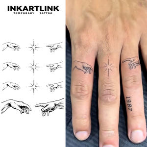 Création personnalisée de tatouage temporaire <span class=keywords><strong>Adam</strong></span> Finger, autocollant imperméable longue durée 15 jours, art corporel semi-permanent pour hommes et femmes, main - Product Image 1