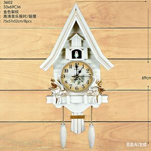 European Style Cuckoo <b>Wall</b> <b>Clock</b> Analog Battery Powered Silent Living Room <b>Decorative</b> <b>Clock</b> House Shape Creative Home <b>Decoration</b> - Product Image 2