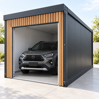Garage préfabriqué en conteneur de 20 pieds, garage modulaire en acier portable avec porte enroulable pour le stockage de véhicules