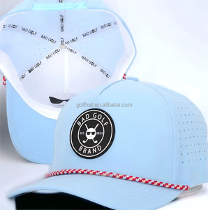 New Fashion Custom Rubber PVC Patch Logo 5 Panel Waterproof Polyester Sport Golf Baseball Cap Adjustable Leopard Laser Cut - Product Image 1