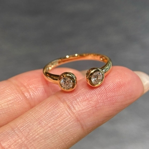Anillo Abierto Minimalista con Diamante Cultivado en Laboratorio Aazuo, Oro Amarillo Sólido de 18K, Regalo para Mujer, Uso Diario, Joyería Fina Clásica - Product Image 2