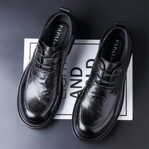 Papalbo Chaussures en cuir formelles pour hommes, noires, à bout rond, à lacets, pour le bureau, les mariages - Product Image 2