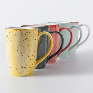 Tay Sáng Tạo Làm Đồng Bằng 11 Oz Tráng Men Lốm Đốm Trắng Bên Trong Dễ Thương Đỏ Cyan Hồng Trắng Vàng Trăng Gốm Sứ Cốc Cà Phê - Product Image 2