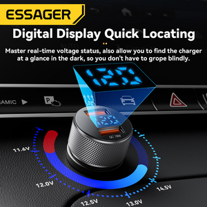 Cargador de Coche ESSAGER ES-CC23 de 36W con 2 Puertos USB-<span class=keywords><strong>A</strong></span> y Pantalla LED, Compatible con <span class=keywords><strong>iPhone</strong></span>, Cargador USB para Coche para Teléfonos Android con USB-C - Product Image 3