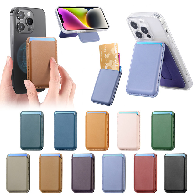 Pu Leather Stand Magnetic Card Holder Wallet With MagSafe for iPhone 15/15 Plus/15 Pro/15 Pro Max and 14/13/12 Series