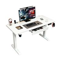 Bureau électrique réglable en hauteur pour le travail assis-debout, idéal pour le bureau à domicile, avec port USB, faible MOQ, pieds en bois massif et métal