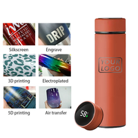 Gourde intelligente isotherme en acier inoxydable de 500 ml, écologique, avec affichage LED de la température, pour le camping et les voyages