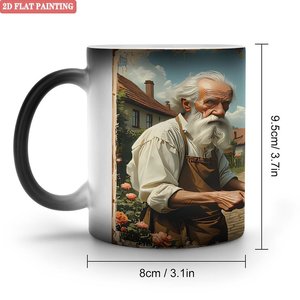 Mug en céramique noir givré 11 oz, tasse magique changeant de couleur à la chaleur, base antidérapante, ne raye pas, utilisation sur table - Product Image 1