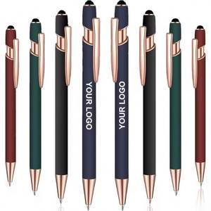 Bolígrafo Promocional Personalizado con Logotipo, Bolígrafo de Metal Azul Marino y Oro Rosa, Bolígrafos Negros, Bolígrafo de Punta Redonda de Goma Negra Mate - Product Image 6