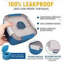 Récipient à salade portable bol à salade grande boîte à lunch Bento à double niveau avec Spork, récipient de stockage des aliments en plastique