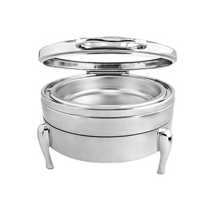 Plats de chauffe-plats ronds en acier inoxydable et argent pour banquet d'hôtel de haute qualité pour buffet de restauration chauffe-plats - Product Image 3