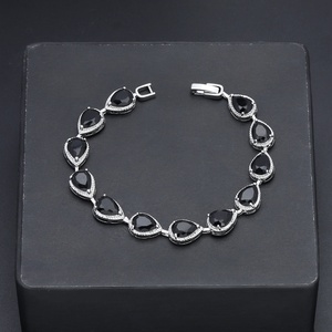 Pulsera de cadena tipo tenis Jxx con baño de oro de 18K para mujer, pulsera de tenis moderna de latón con circonitas en forma de lágrima para novias - Product Image 4