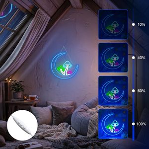 Moon Mushroom Letreros Neon LED indoor hanging ambient light shop <b>sign</b> wall decoration light entrance indicator light 5V 12V - Product Image 3