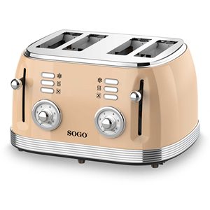 Tostadora de Pan Eléctrica SOGO de 4 Rebanadas, Color Beige, 1500W, Diseño Retro, con Temporizador Mecánico - Product Image 1