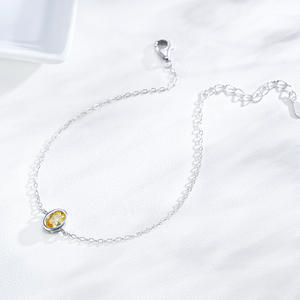 Pulsera de Cadena de Plata de Ley S925 con Ámbar de Corte Ovalado y Circonita Amarilla, Regalo de San Valentín para Mujer, Versión de Cobre Personalizable - Product Image 6