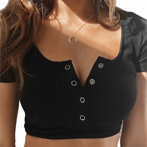 Camiseta de Manga Corta para Mujer, Nueva, Fresca, Cómoda, Transpirable y Moderna, Corte Ajustado, Informal, Lisa, para Primavera y Verano - Product Image 3