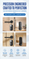 Serrure cylindrique intelligente Aurelysse réglable sans perçage avec reconnaissance faciale 3D, empreinte digitale, clavier, TUYA WiFi BLE Multi-Points OEM