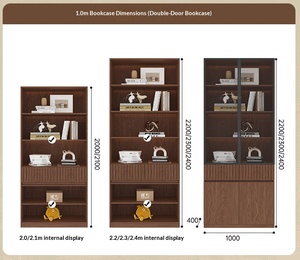XHA Customizable Eco-Friendly <b>Solid</b> <b>Wood</b> Home Office <b>Bookcase</b> Glass Doors Modern Minimalist Design Black Walnut <b>Wood</b> Floor Mount - Product Image 4