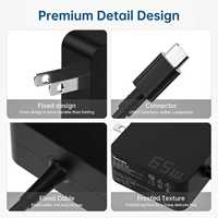 Chargeur pour ordinateur portable 65W GAN TYPE C chargeur pour ordinateur portable USB-C adaptateur secteur pour petit ordinateur portable pour ASUS LENOVO HP DELL Chromebook