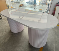 Table de mariage moderne en métal blanc et noir, structure en fer, forme ovale, mobilier d'hôtel, banquet, repas en extérieur, capacité 250 kg, garantie 3 ans