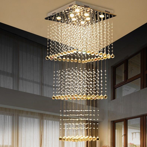 Luminaire suspendu moderne en cristal avec pompon, luminaire <span class=keywords><strong>de</strong></span> plafond carré, adapté au design personnalisé <span class=keywords><strong>de</strong></span> villas, escaliers, hôtels - Product Image 2