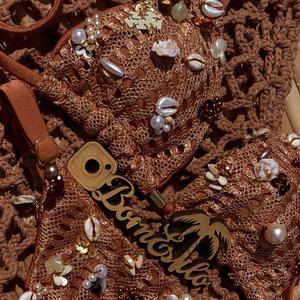 Triangle Sexy String Mini Micro Femmes Bikini Ensemble Haute Qualité Perals Charmes Décor Haute Coupe Crochet Tricot Dame Bikini Maillot De Bain - Product Image 2