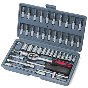 46pcs 1/4-inch ổ <span class=keywords><strong>CRV</strong></span> ổ cắm Ratchet cờ lê tuốc nơ vít ổ cắm công cụ thiết lập số liệu bit dụng cụ cầm tay để tự động sửa chữa OEM ODM - Product Image 3