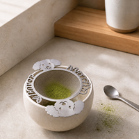 Ensemble tamis à matcha, infuseur et agitateur en acier inoxydable 304, motif chien, personnalisable OEM, accessoires pour café et thé
