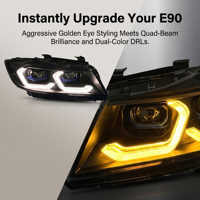 Kit de modernisation de phares LED Plug & Play 2009-2012 E90 E91, feux de jour bicolores, phares avant pour BMW Série 3