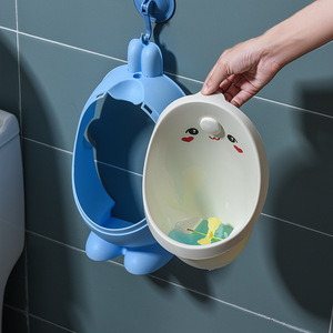 Urinoir mural pour garçons, design dessin animé, avec fonction de drainage, bleu et jaune, en PP - Product Image 2