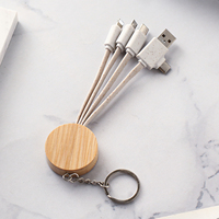 Penjualan langsung dari pabrik bambu dua sampai tiga Gantungan Kunci USB kabel Data tipe-c 5A kabel pengisi daya cepat untuk Android IOS